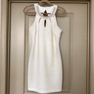 White Shimmer Halter Dress